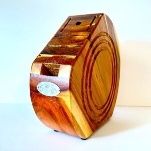 Fiesta Wooden Knife Block Disc Shape 10 Slot Cutlery Organizer with Logo Badge